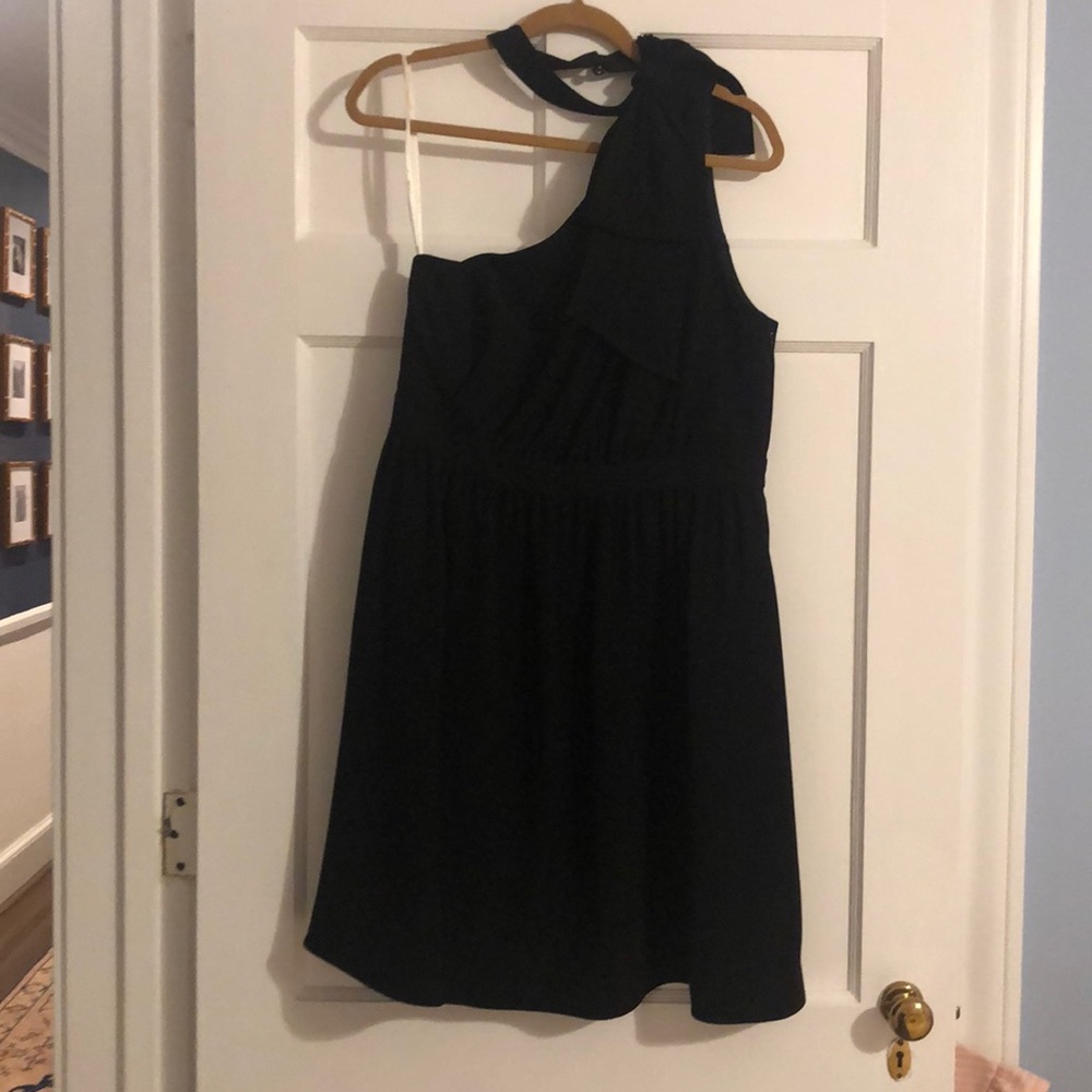 Black one shoulder Shoshanna Dress with bow detail